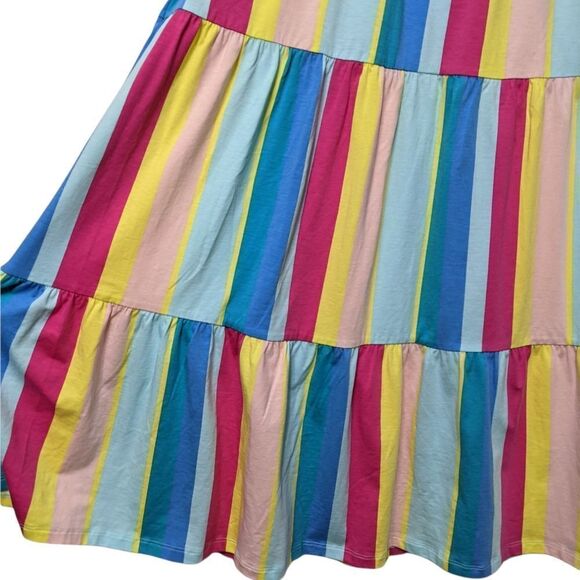 NWT LAND'S END Rainbow Striped Knit Tiered Midi Skirt 1X - Picture 3 of 7